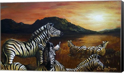 Framed Zebra Sunset Print