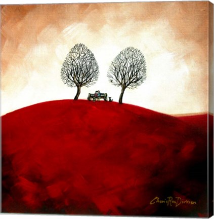 Framed Lovers Bench Print