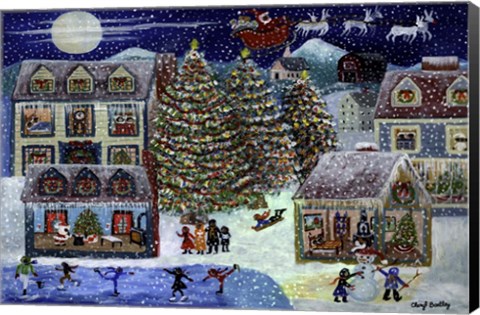 Framed Christmas Eve Santa In House Print