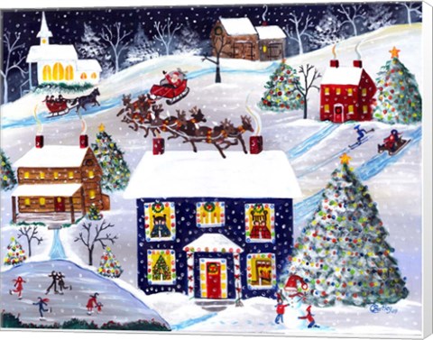Framed Santa Reindeer Christmas Eve Print