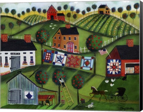 Framed Amish Folk Art Quilts Print