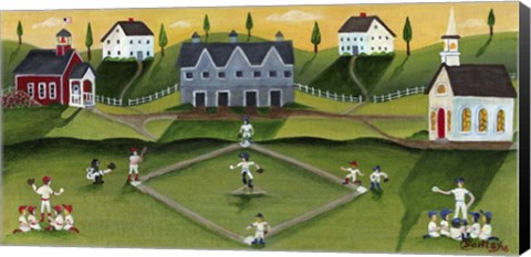 Framed Baseball Game School Church Village Print