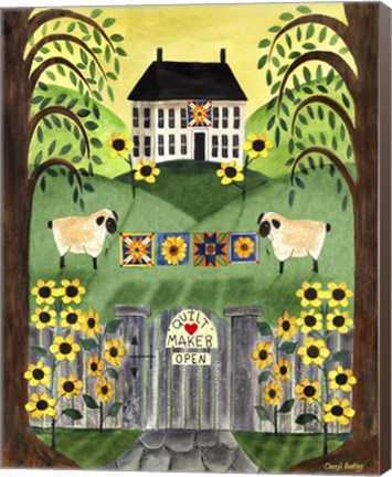 Framed 2 Sheep Quilt House Print