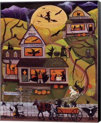 Framed Halloween School of Witchcraft Print