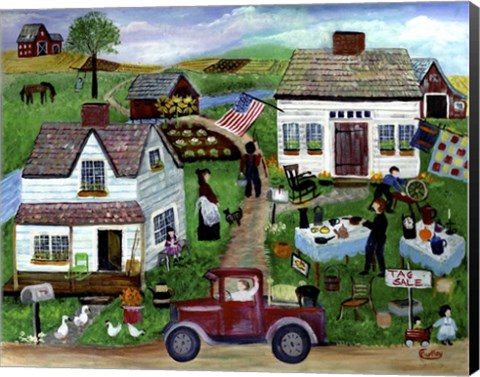Framed Country Folk Art Tag Sale Print