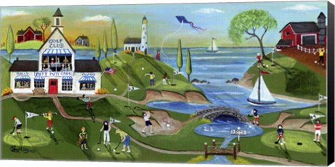 Framed Golf Club Folk Art Print