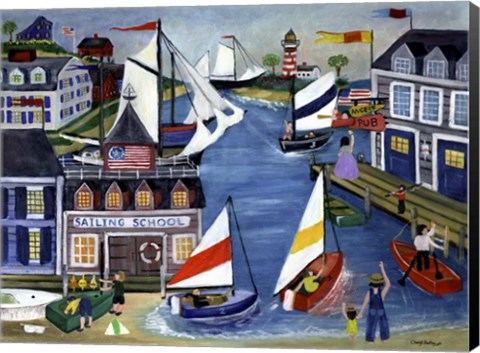 Framed Sailing School Folk Art Print