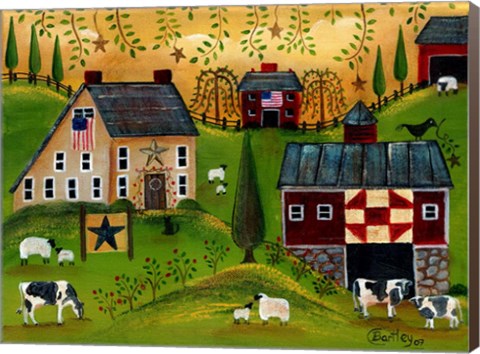 Framed Salt Box Dairy Farm Print