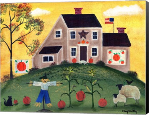 Framed Scarecrow Pumpkin Sheeppsd Print