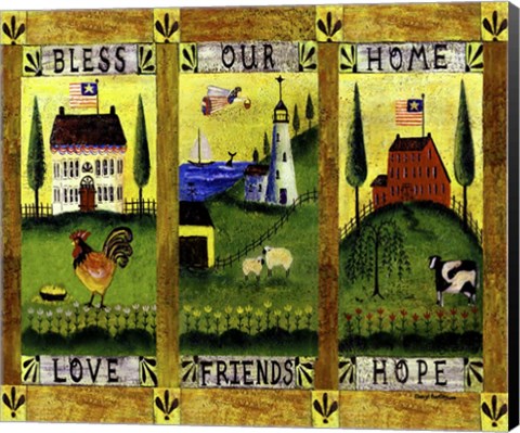 Framed Bless our Home Love Friends Hope Lang Print