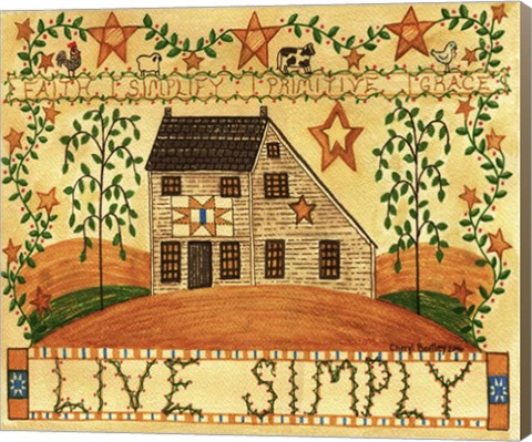 Framed Live Simply Folk Art Print