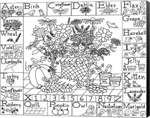 Framed Cornucopia Floral Sampler Print