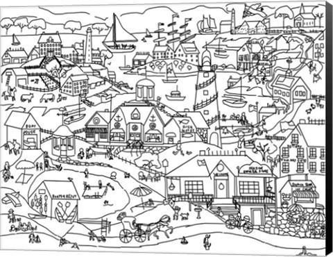 Framed Seaside Village Print