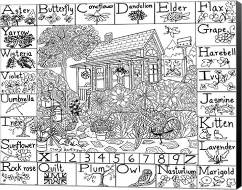 Framed Down the Garden Path Folk Art Print
