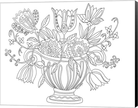 Framed Basket of Flowers Print