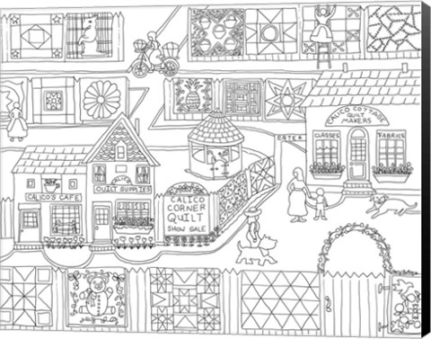 Framed Calico Quilt Show Outline Print