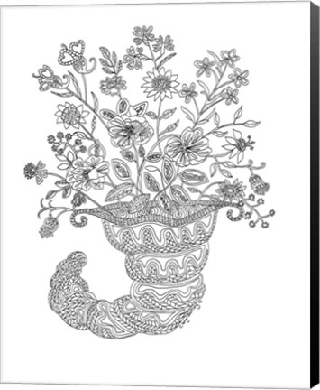 Framed Cornicopia Basket Outline Print