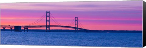 Framed Mackinac Bridge at Sunset, Michigan Print