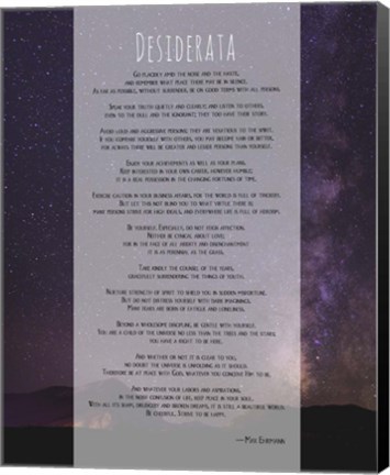 Framed Desiderata Night Sky Print