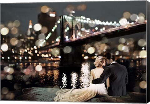 Framed Kissing in a NY Night Print