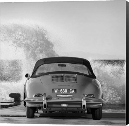 Framed Ocean Waves Breaking on Vintage Beauties (BW detail 1) Print