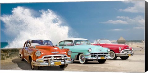 Framed Cars in Avenida de Maceo, Havana, Cuba Print