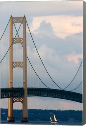 Framed Mackinac Bridge on a Clear Day Print