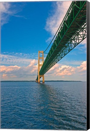 Framed Sailing under the Mackinac Bridge Print