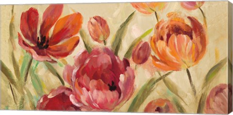 Framed Expressive Tulips Neutral v2 Print