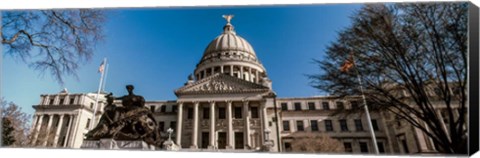 Framed Statue outside a government building, Mississippi State Capitol, Jackson, Mississippi Print