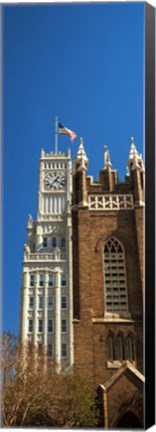 Framed Clock tower, Lamar Life Building, St. Andrew&#39;s Church, Jackson, Mississippi Print