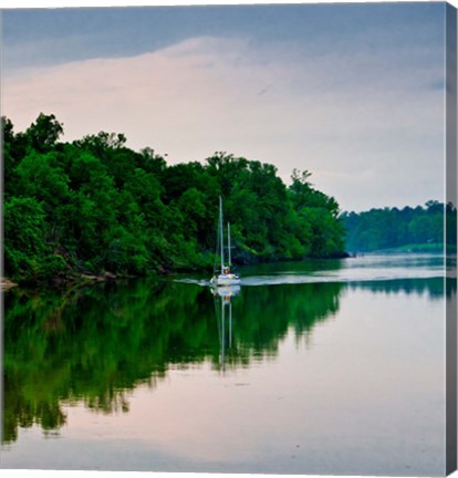 Framed Sailboat Sailing Down the Tombigbee River in Mississippi Print