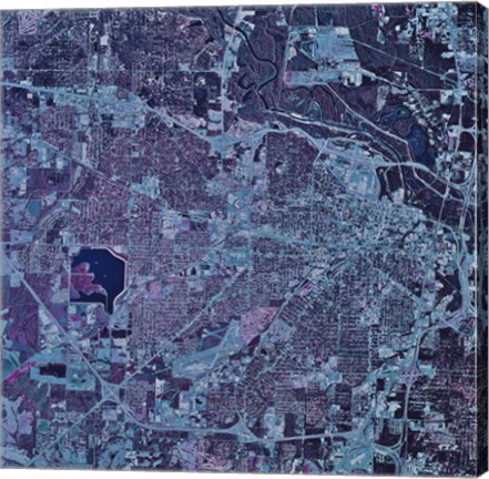 Framed Satellite view of Jackson, Mississippi Print