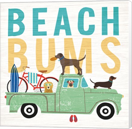 Framed Beach Bums Truck I Square Print