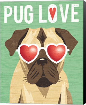 Framed Beach Bums Pug I Love Print