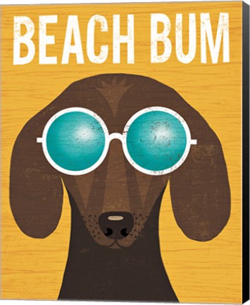 Framed Beach Bums Dachshund I Bum Print