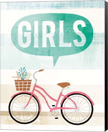 Framed Beach Cruiser Girls II Print