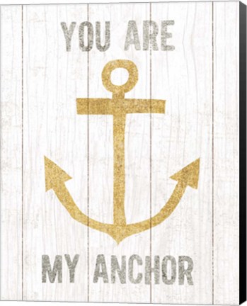 Framed Beachscape III Anchor Quote Gold Neutral Print