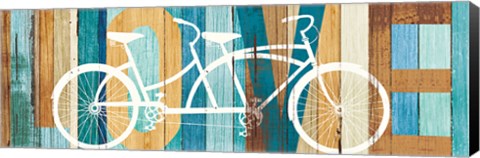 Framed Beachscape Tandem Bicycle Love Print