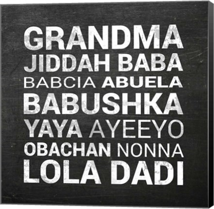 Framed Grandma Various languages - Chalkboard Print