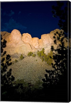 Framed Mount Rushmore National Memorial Lit Up, South Dakota Print