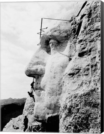 Framed Construction of George Washington&#39;s face on Mount Rushmore, 1932 Print