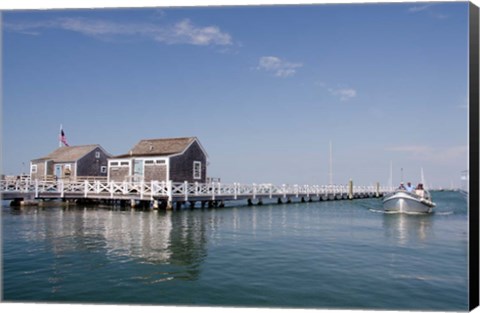 Framed Straight Wharf water taxi, Nantucket, Massachusetts Print