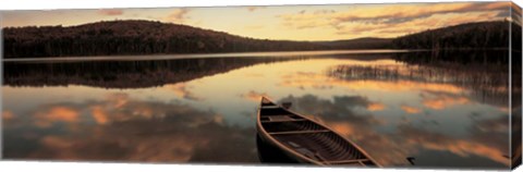 Framed Water And Boat, Maine, New Hampshire Border Print