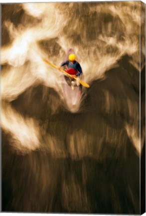 Framed Birds-eye view of kayaker on Androscoggin River, blurred motion, New Hampshire Print