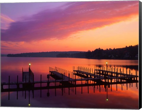 Framed New Hampshire Dock and Lake Winnipesaukee Print