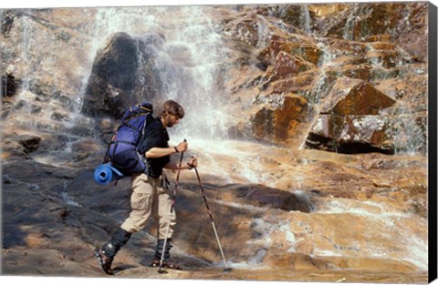 Framed Backpacking in White Mountain National Forest, Base of Arethusa Falls, New Hampshire Print