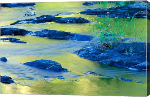 Framed Summer Reflections in the Waters of the Lamprey River, New Hampshire Print