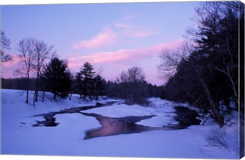 Framed Winter from Bridge on Lee-Hook Road, Wild and Scenic River, New Hampshire Print