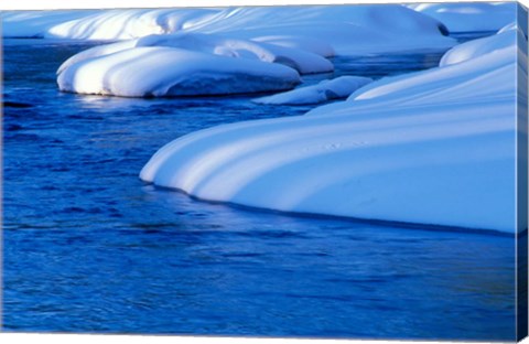 Framed Lamprey River in Winter, Wild and Scenic River, New Hampshire Print